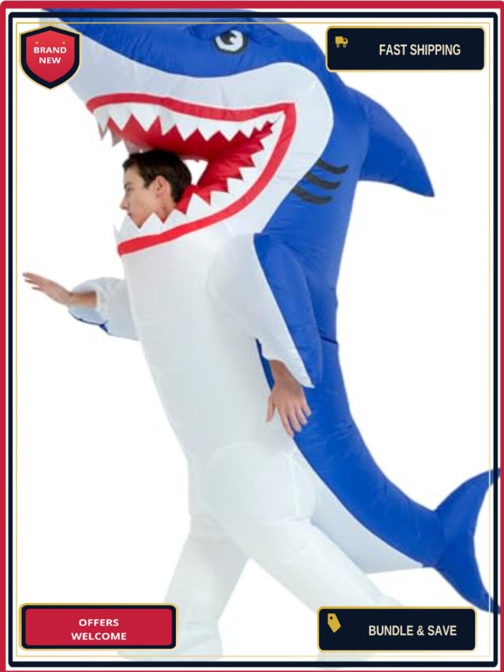 Inflatable Shark Costume Adult Blow Up Full Body Animal Suit Halloween